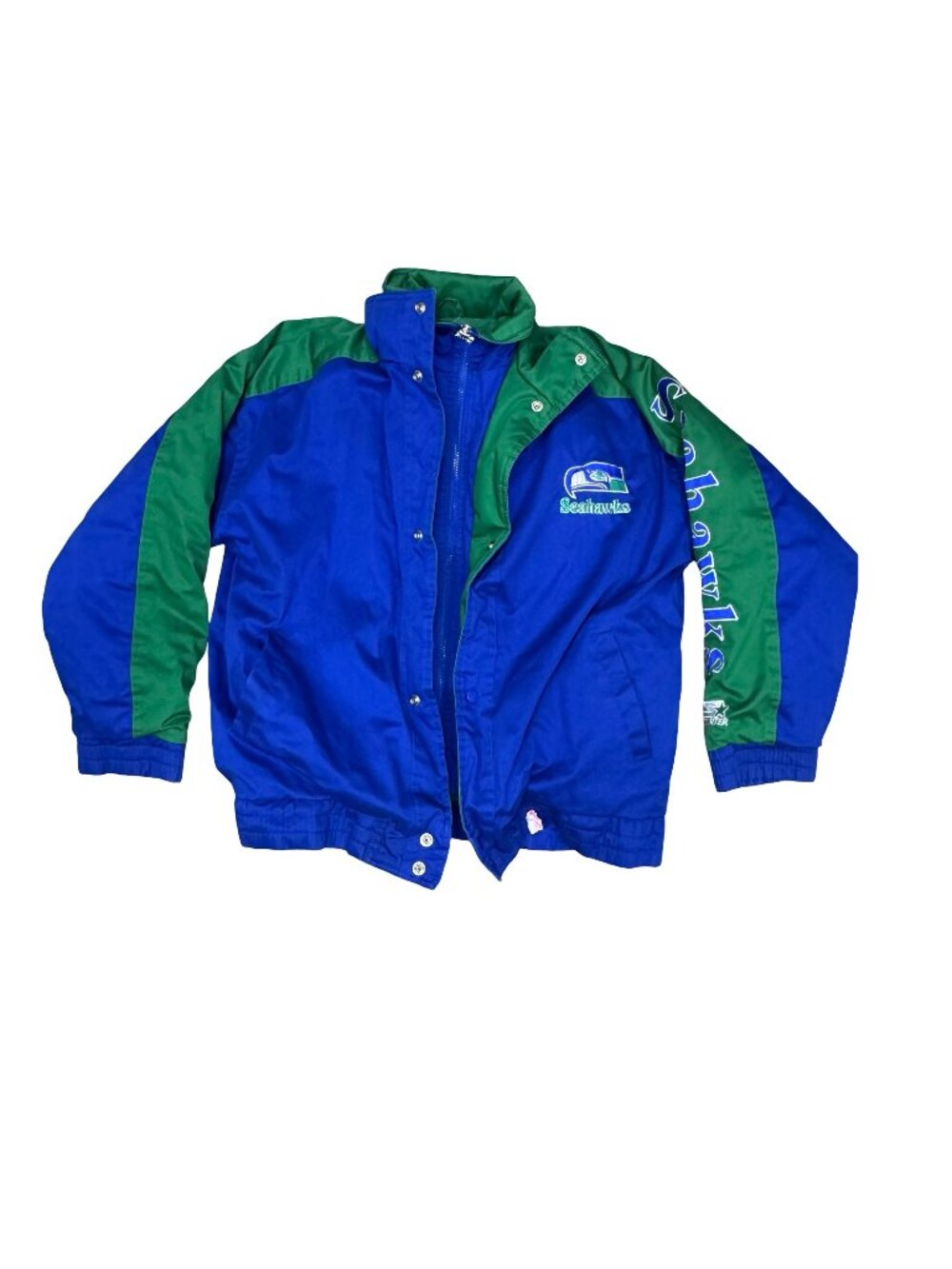 Vtg Starter Jacket Seattle Seahawks Zip Pullover Men L Super Bowl Champs READ